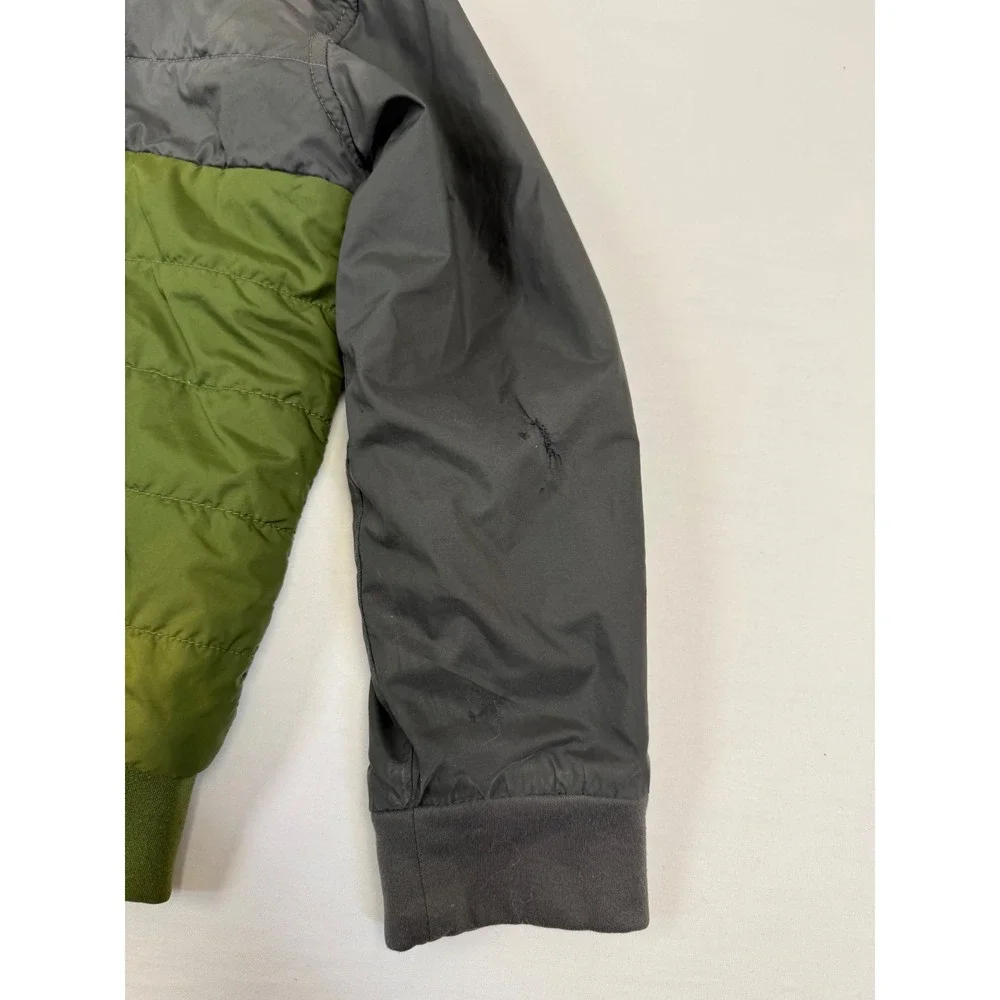 The North Face Boys Reversible Hooded Zip Up Jacket Green Gray Stripe Size‎ XS